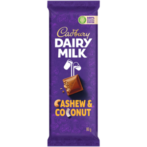 CADBURY 80G D/MILK CASHEW AND COCONUT