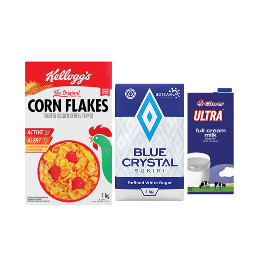 1KG Cornflakes x 1KG sugar x 1L Ultra Mel