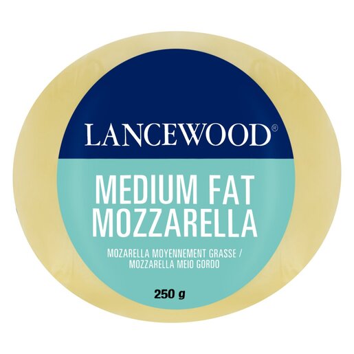 LANCEWOOD 230G C/CHEESE MED FAT PLAIN 250G MOZZARELLA CHEESE BALL